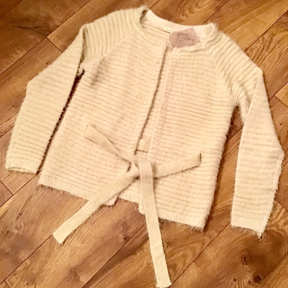 THICK FURRY CARDIGAN WITH WAIST TIE - Picture 4 of 8